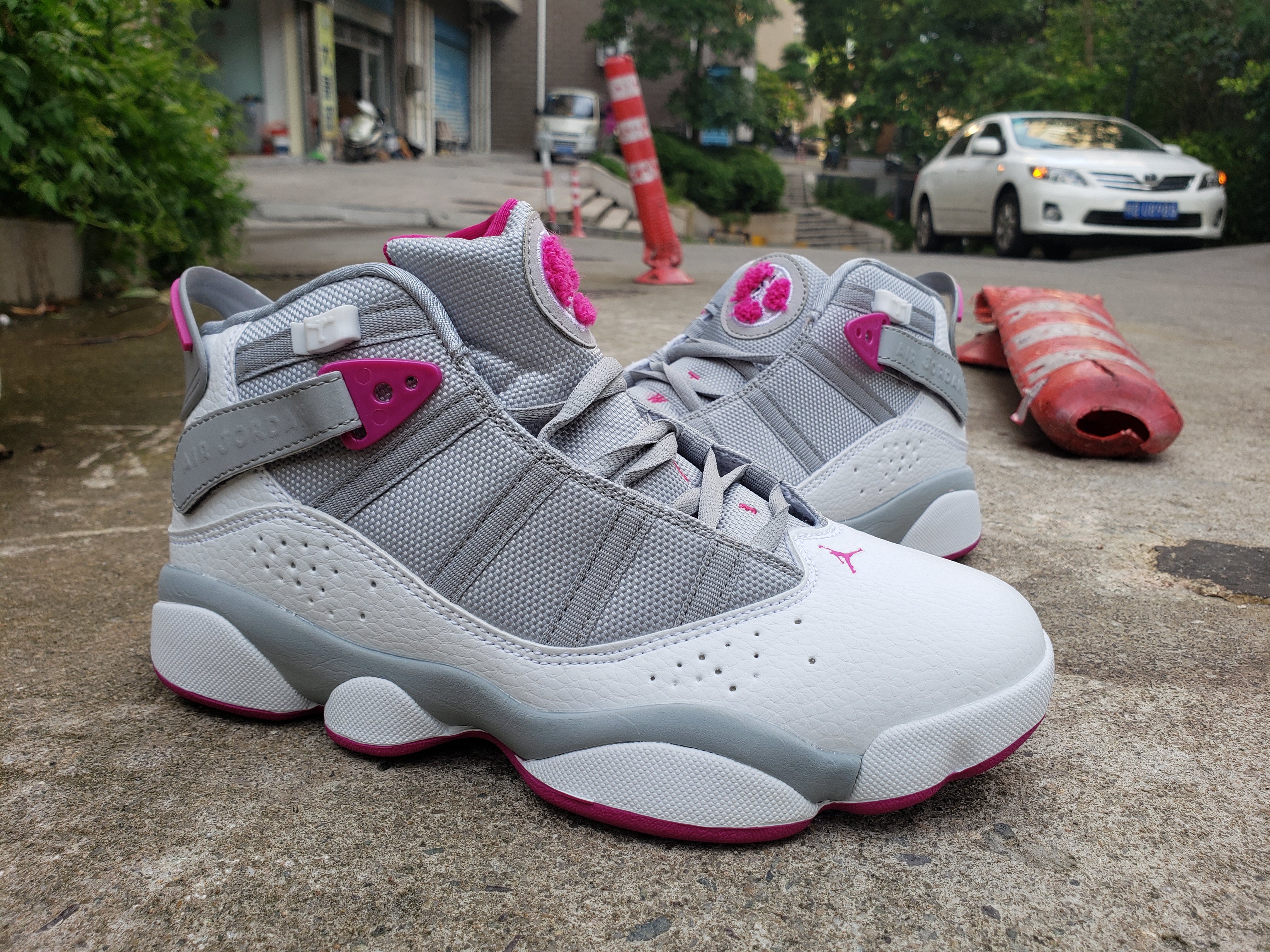 Women Air Jordan Six Rings White Grey Pink Shoes - Click Image to Close